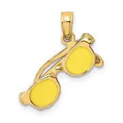 14K Yellow Gold 3D Enameled Sunglasses Moveable Charm