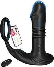 Thrusting Vibrator Dildo Anal Sex Toys for Men, G Spot Vibrator Anal Plug Male Sex Toy With 6 Thrusting & 10 Vibrating Modes, App Remote Control Anal Dildo Protate Massager Stimulator With Cock Ring
