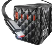85W Fast Charge Travel Adapter: Dual USB-C & 1 USB-A for International Journeys