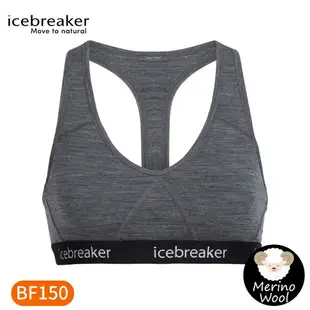 【Icebreaker 女 Sprite運動內衣BF150《砂石灰/黑》】IB103020/排汗內衣/運動背心