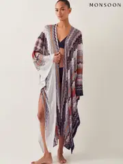 Monsoon Natural Ava Zigzag Stripe Beach Cover-Up (F91711) | $113