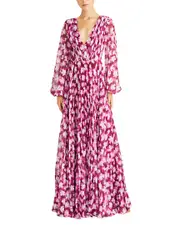 ML Monique Lhuillier Melanie Chiffon Maxi Dress 0 NoColor