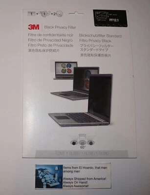 3M LCD Black Privacy Screen Filter for 12.1" Standard Laptop Notebook PF12.1