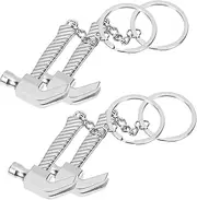 [Gatuida] 4Pcs Mini Hammer Keychain Creative Metal Key Holder for Bags Durable Key Hanging Charm Unique for Car Keys Cell Phones Lightweight and Design