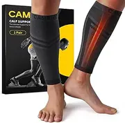 CAMBIVO Calf Compression Sleeves for Men and Women Shin Splint Brace Support for Legs Pain Relief, Varicose Vein Treatment (Black, XXL)