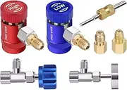 AC R1234YF Quick Couplers Adapters Set with Self-Sealing & Puncture Can Tap for AC Refrigerant System