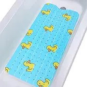 Tubozadi Bathtub Mat Non Slip Shower for Kids Adults & Elderly 40X16 Inch Extra Long Anti Bath Mats tub with Suction Cups and Drain Holes,Duck Blue Ducks