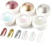 Virellay Powder Glitter Set - 6 Colour Nail Art Powder with Mirror Effect