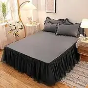 Bed Valance Skirt, Bedding Elastic Bed Valance Skirt Single/King/Double with Ruffles Bedspread- Bed Cover Skirt 150 * 200CM 180 * 200CM 200 * 220CM Bed Sheet Soft Brushed Microfiber Ruffle Drop: 45 C