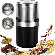 Electric Spice Blender, 200W Compact Spice Grinder with Stainless Steel Blades, 360 °Stereo Grinding, Powder Out in 6s，Overheat Prot,Smash Machine Grindingfor Coffee Bean,Spices,Herbs,Nuts,Grains