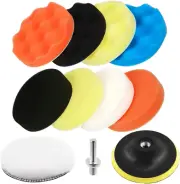11Pcs Car Foam Drill Polishing Pad Kit, 5 Colors 6 Inch Sponge Buffing Pads, Woo