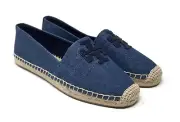 Tory Burch Weston Flat Espadrille Denim Chambray Canvas Shoes, NIB, Sz 9.5
