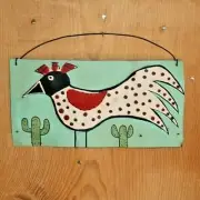 Big Bird Chicken Saguaros Salvaged Metal Desert Art by Outsider CAT DELEREE