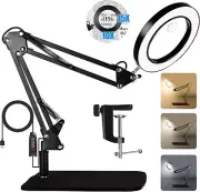 15X 10X Magnifying Glass with Light and Stand 2 in 1 Magnifying Desk Lamp with