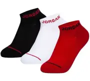 Air JORDAN Kids 3-Pack Jordan Basketball Low Cut Socks Black Red White 7C-10C