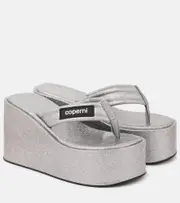 [Coperni] Coperni Glitter wedge thong sandals AU 9 silver