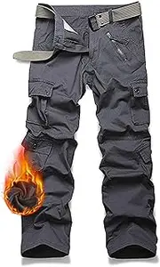 [siyecaoo] Women's Cargo Trousers Winter Warm Fleece Lined Cotton Hiking Trousers Multi Pockets Outdoor Trousers Workwear Zip Army Military Relaxed Fit Trekking Trousers