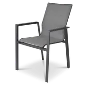 **FLOOR STOCK ONLY** Corfu Dining Chair in Gunmetal Aluminium Frame and Charcoal Grey Textilene