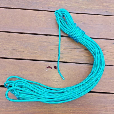 15m x 5mm Blue / Green Dyneema Braid Yacht Dinghy Halyard Sheet Marine Boat Rope