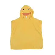 Children Cartoon Hooded Cloak Beach Towel Coral Fleece Baby Swimming Bath Towel Bathrobe Yellow