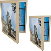 [ACA Trading] 2PCS Kids Art Frame Set. 330x240mm A4 Wooden Picture Frames for Children's Artwork, Front Opening Design for Easy Display & Storage, Perfect for Crafting, Drawing & School Projects (Timber)
