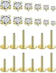 [Xnsjeyy] 16G Tragus Labret Medusa Piercing Jewelry Surgical Steel Monroe Lip Ring Snake Bite Piercing Flat Back Tragus Forward Helix Conch Cartilage Earrings Piercing Jewelry for Women Men Silver Gold
