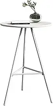 Round Bar Table with 60cm/ 23.6" Metal Top Outdoor Patio Dining Table, Tall Kitchen Breakfast Bar Modern Conference Table Bistro Pub Furniture