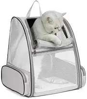 Cat Backpack Carriers Bag, Dog Backpack, Pet Carrier Backpack for Small Cats Puppies Dogs Bunny, Ventilated Design, Safety Straps, Buckle Support, Foldable Backpack with Breathable Mesh (Grey)