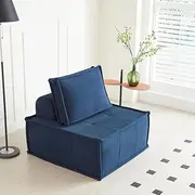 [PurrJoys] Small Modern Sofa, Hybrid Sofa Couch in a Box, No Assembly Needed, Sleeper Sofa, Cat-Scratch Resistant Linen,Small Sofa for for Small Space, Living Room, Bedroom,Dark Blue
