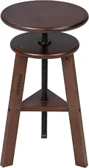 Walnut Drafting Stool with Solid Beech Wood, Height Adjustable Artist Stool, Stu