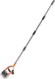 Oreilet Tiller Cultivator for Garden and Lawn, Stainless Steel Soil Loosener with Weeding Vane/Wing for Soil Mixing, Reseeding Grass, Hand Tiller Leveler Garden Tool Home Lawn Care Tools (4 Sections)