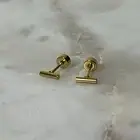 Flat back Flatback bar stud post earrings gold tone stainless steel new