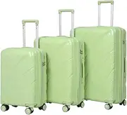 [sdneNest] Luggage 3 Piece Set,Lightweight Carry-on Suitcase,Luggage Suitcase Set,Adjustable Gear Lever,with Spinner Wheels for Women, Blue (Green)
