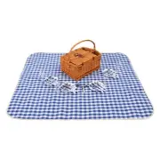 Vibes Tasmania 4 Person Natural Wicker Picnic Tanned Basket Set with Gingham Rug