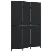 vidaXL Room Divider with 3 Panels Privacy Decorative Screen Black Poly Rattan