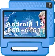 ITDULCET Kids Tablet, 10 Inch Android 14 Tablet for Kids, 8GB RAM 64GB ROM Octa-Core Fast Charge Battery with Shockproof Case, Bluetooth, WiFi, Child Lock, Dual Camera, GPS