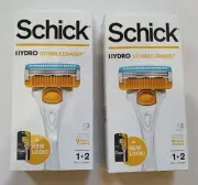 2 PACK- Schick Hydro Stubble Eraser, 1 Razor Handle + 2 Cartridges BRAND NEW