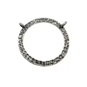 25mm (1") round antique silver tone hammered eyeglasses holder pendant, 1 pc