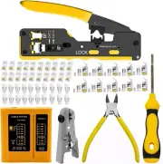 Rj45 Crimp Tool Kit, Pass through Cat7 Cat6A Cat6 Cat5E Cat5 Rj45 Crimping Tool