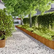 Flexible Corten Steel Lawn Edgings - 10 pcs, 25x103 cm for Garden Borders, Durable Rusty Metal Landscape Edger - Yard, Pathways, Flower Beds, Outdoor Use, Easy Interconnection