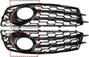 Pair HONEYCOMB Car Front Bumper Fog Light Lamp Grille Grill Cover Mesh Compatible For Audi A3 8P S-Line 2009-2012 Front Grille 8P0807682(With Black)