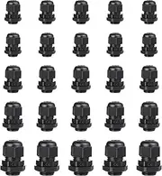 Cable Gland Set IP68 Nylon Cable Grommet Waterproof 3-14 mm Plastic Adjustable Cable Grommets PG7/9/11/13.5/16 for Outdoor Garden Control Box Junction Box Black Pack of 25