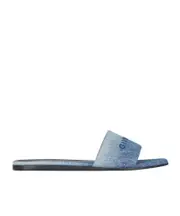 Givenchy Logo Detailed Denim Flat Mules 36,37,38,40 medium blue