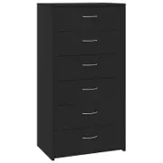 vidaXL Sideboard with 6 Drawers Black Engineered Wood Storage Home Organiser