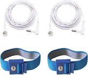 LandKissing® Grounding Portable Blue Bracelets (2 Sets) for Healthy Earth Energy with 2 Straight Cords (16" Full Length)