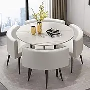 ZYZSY Business Negotiation Table and Chair Combination, Backrest Chair Sets5-piece, Space-Saving Furniture, for Restaurant, Coffee Shop, Guest Receptions(White)