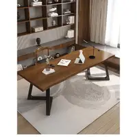 在飛比找ETMall東森購物網優惠-美式實木臺式電腦桌簡約長桌辦公桌家用書桌現代雙人大板工作臺桌