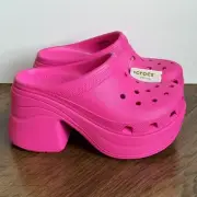 Crocs Siren Clog Women’s Size 8 Pink Crush Platform High Heel Barbie Hot Pink