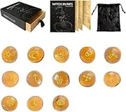Zasdvn Rune Stones Set,Pagan Stones | Divination Ornament with Bag and Guide Book for Beginners Men Paganism Rituals Altar Decor