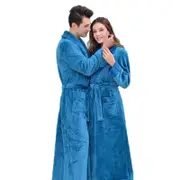 Nevenka Warm Soft Plush Robe with Pockets for Unisex-Sea Blue